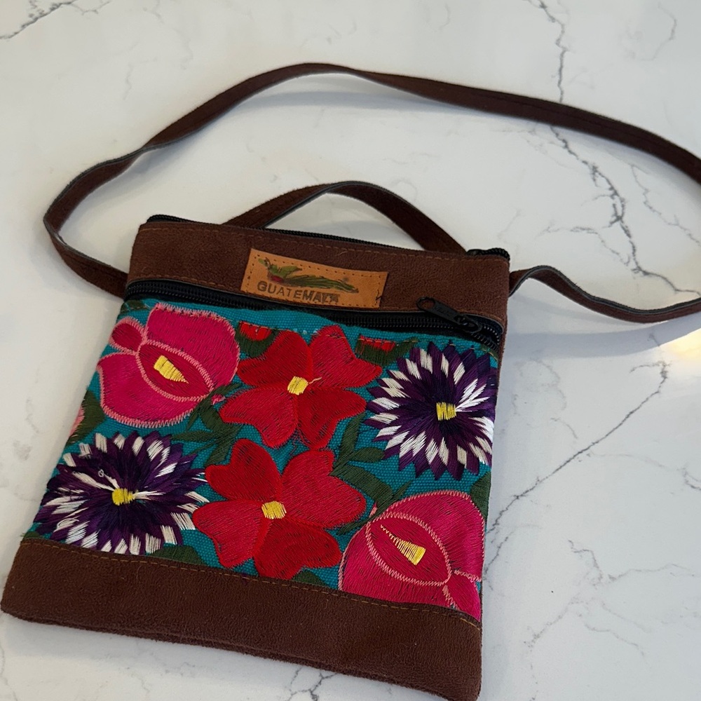 Floral Embroidered Crossbody Bag From Guatemala